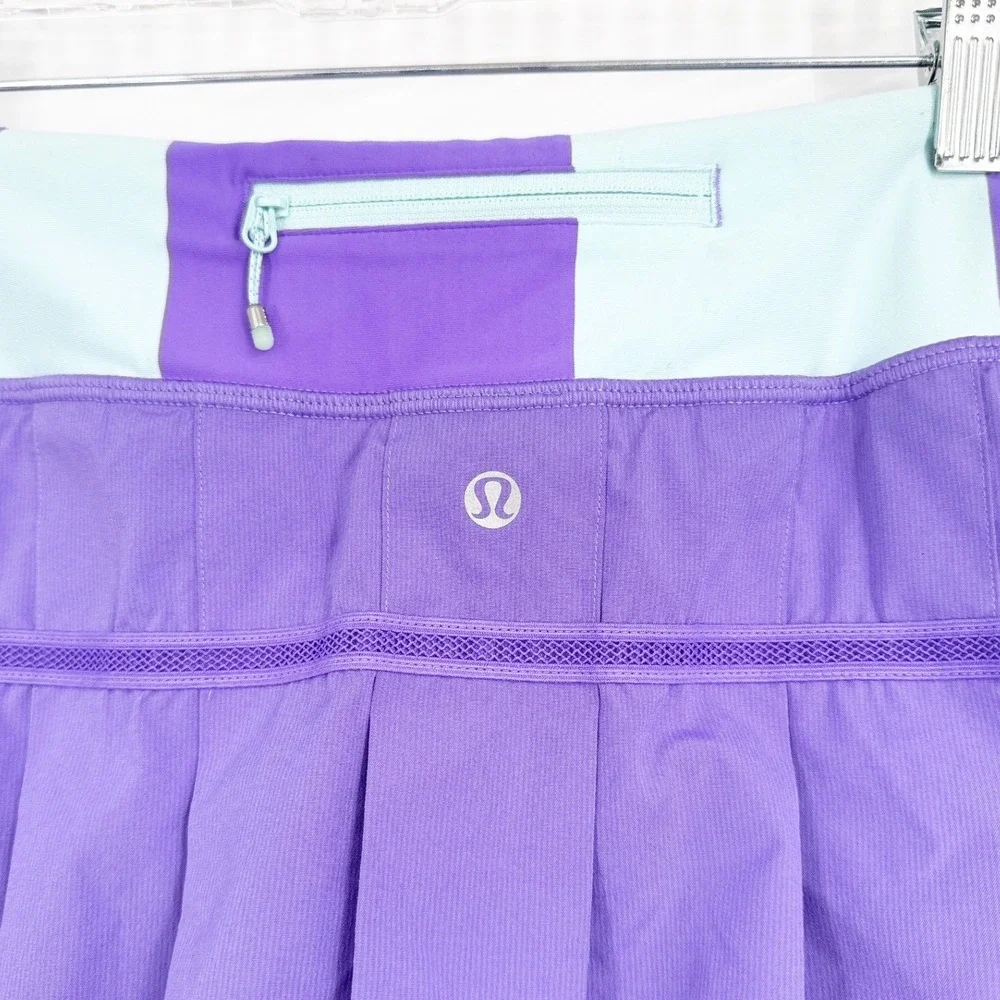 Lululemon Run Pace Setter Skirt Purple Mint Pleated Tennis Skort 6 Tall
